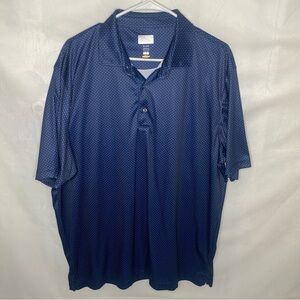 Greg Norman ML75 Men's Polo Shirt XL Navy Blue Micro Geo Print Golf Performance